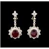 Image 1 : 13.27ctw Ruby and Diamond Earrings - 14KT Yellow Gold
