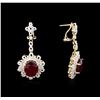Image 2 : 13.27ctw Ruby and Diamond Earrings - 14KT Yellow Gold
