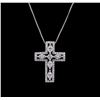 Image 1 : 0.75ctw Diamond Cross Pendant With Chain - 14KT White Gold