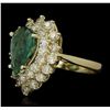 Image 1 : 14KT Yellow Gold 2.27ct Emerald and Diamond Ring