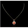 Image 2 : 14KT Rose Gold 5.58ct Coral and Diamond Pendant With Chain