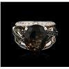 Image 2 : 8.80ct Smoky Quartz and Diamond Ring - 18KT White Gold