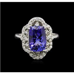 3.67ct Tanzanite and Diamond Ring - 14KT White Gold