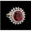Image 1 : 6.25ct Ruby and Diamond Ring - 14KT Yellow Gold
