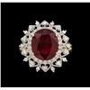 Image 2 : 6.25ct Ruby and Diamond Ring - 14KT Yellow Gold