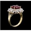 Image 3 : 6.25ct Ruby and Diamond Ring - 14KT Yellow Gold