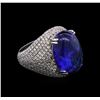 Image 2 : 19.70ct Tanzanite and Diamond Ring - 14KT White Gold