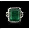 Image 2 : 14KT White Gold 9.35ct Emerald and Diamond Ring