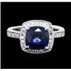 Image 2 : 14KT White Gold 3.13ct Sapphire and Diamond Ring