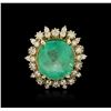 Image 2 : 14KT Yellow Gold GIA Certified 10.00ct Emerald and Diamond Ring