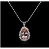 Image 1 : 14KT White Gold 8.37ct Morganite and Diamond Pendant With Chain