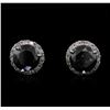 Image 1 : 3.36ctw Fancy Black Diamond Earrings - 14KT White Gold