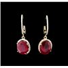 Image 1 : 8.74ctw Ruby and Diamond Earrings - 14KT Yellow Gold