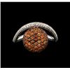 Image 2 : 1.02ctw Orange Sapphire and Diamond Ring - 18KT White Gold