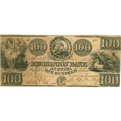 $100 Mechanics' Bank of Augusta Georgia Large Note