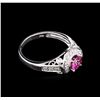 Image 2 : 0.64ct Pink Sapphire and Diamond Ring - 18KT White Gold