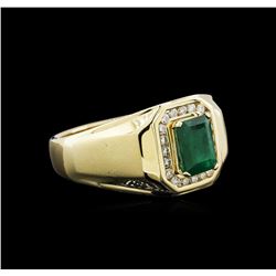 1.56ct Emerald and Diamond Ring - 14KT Yellow Gold