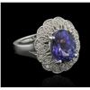 Image 2 : 5.82ct Tanzanite and Diamond Ring - 14KT White Gold