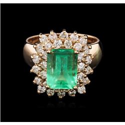 3.66ct Emerald and Diamond Ring - 14KT Rose Gold