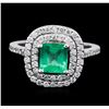 Image 2 : 14KT White Gold 1.28ct Emerald and Diamond Ring