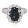 Image 2 : 14KT White Gold 2.96ct Blue Spinel and Diamond Ring