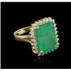 Image 1 : 14KT Yellow Gold GIA Certified 9.40ct Emerald and Diamond Ring