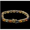Image 2 : 22.10ctw Multi Color Sapphire Bracelet - 14KT Yellow Gold