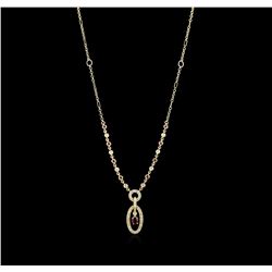 1.00ctw Ruby and Diamond Necklace - 18KT Yellow Gold