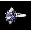 Image 1 : 14KT White Gold 1.90ct Tanzanite, Sapphire and Diamond Ring