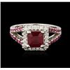 Image 2 : 14KT White Gold 2.21ctw Ruby and Diamond Ring