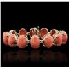 Image 1 : 14KT Yellow Gold 64.90ctw Coral and Diamond Bracelet