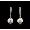Image 1 : Pearl and Diamond Earrings - 14KT Yellow Gold