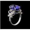 Image 3 : 12.47ct Tanzanite and Diamond Ring - 14KT White Gold