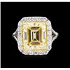 Image 2 : EGL USA Cert 7.36ctw Fancy Yellow Diamond Ring - Platinum