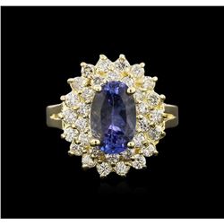 1.90ct Tanzanite and Diamond Ring - 14KT Yellow Gold