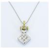 Image 3 : 0.55ctw Diamond Pendant With Chain - 18K Two-Tone Gold
