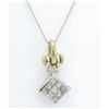 Image 5 : 0.55ctw Diamond Pendant With Chain - 18K Two-Tone Gold