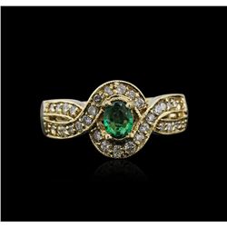 14KT Yellow Gold 0.82ct Emerald and Diamond Ring