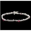 Image 1 : 1.50ctw Ruby and Diamond Bracelet - 14KT White Gold