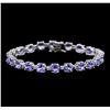 Image 1 : 13.00ctw Tanzanite and Diamond Bracelet - 14KT White Gold