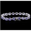 Image 2 : 13.00ctw Tanzanite and Diamond Bracelet - 14KT White Gold