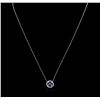 Image 1 : 1.00ct Sapphire and Diamond Pendant With Chain - 14KT White Gold