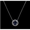 Image 2 : 1.00ct Sapphire and Diamond Pendant With Chain - 14KT White Gold