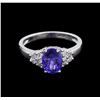 Image 2 : 1.62ct Tanzanite and Diamond Ring - 14KT White Gold