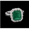 Image 1 : 3.17ct Emerald and Diamond Ring - 14KT White Gold