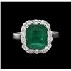 Image 2 : 3.17ct Emerald and Diamond Ring - 14KT White Gold