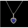 Image 1 : 1.62ct Tanzanite and Diamond Pendant With Chain - 14KT White Gold