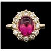 Image 2 : 14KT Yellow Gold 3.75ct Rubellite and Diamond Ring