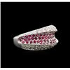 Image 2 : 0.50ctw Ruby and Diamond Ring - 14KT White Gold