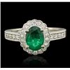 Image 2 : 14KT White Gold 1.15ct Emerald and Diamond Ring